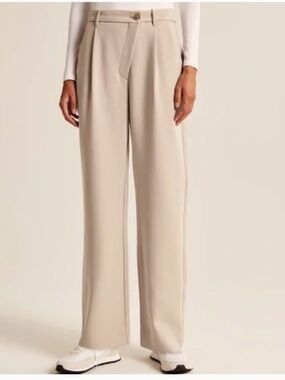 Abercrombie & Fitch Tailored Straight Leg Asymmetrical Pleated Pants Sz 12